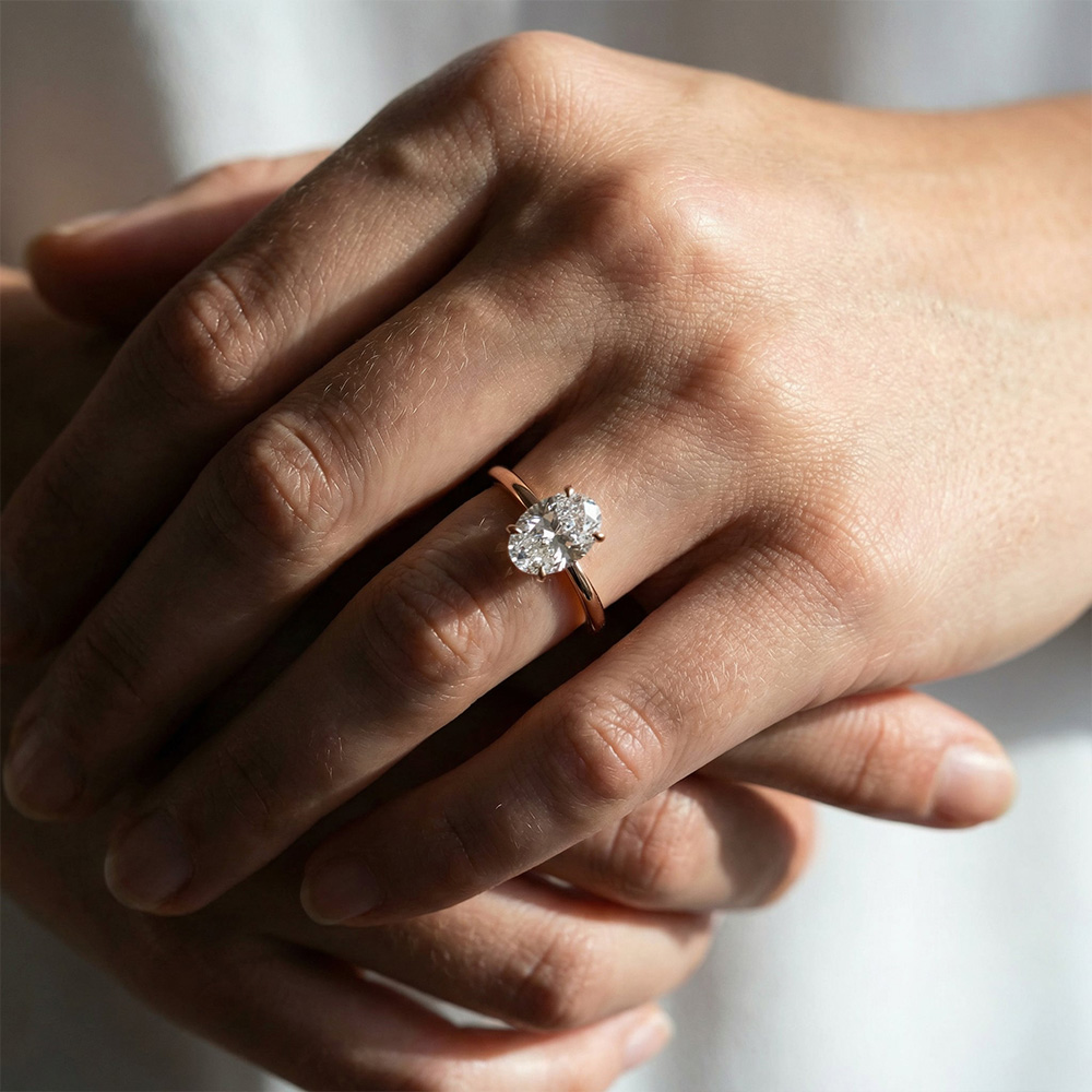 Tektaş Pırlanta Yüzük 0.40 Karat Oval TekTaş Laboratuvar Pırlanta Yüzük - ARZ3405