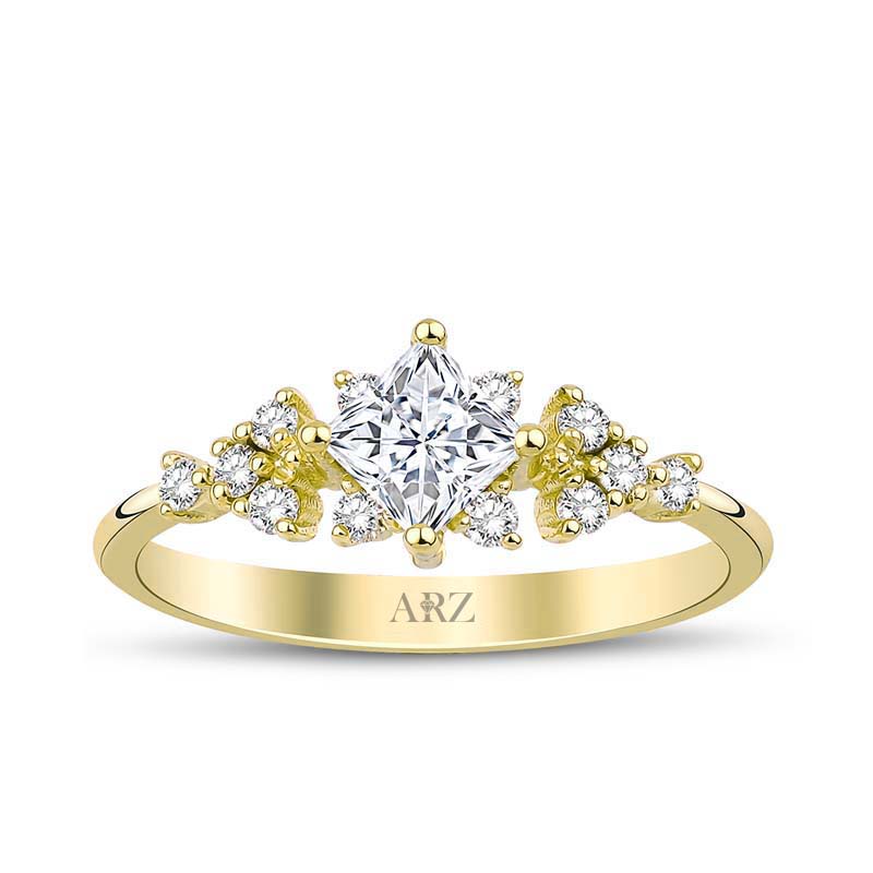 0.72 Karat Pırlanta Prenses Kesim Tektaş Yüzük - ARZ2001