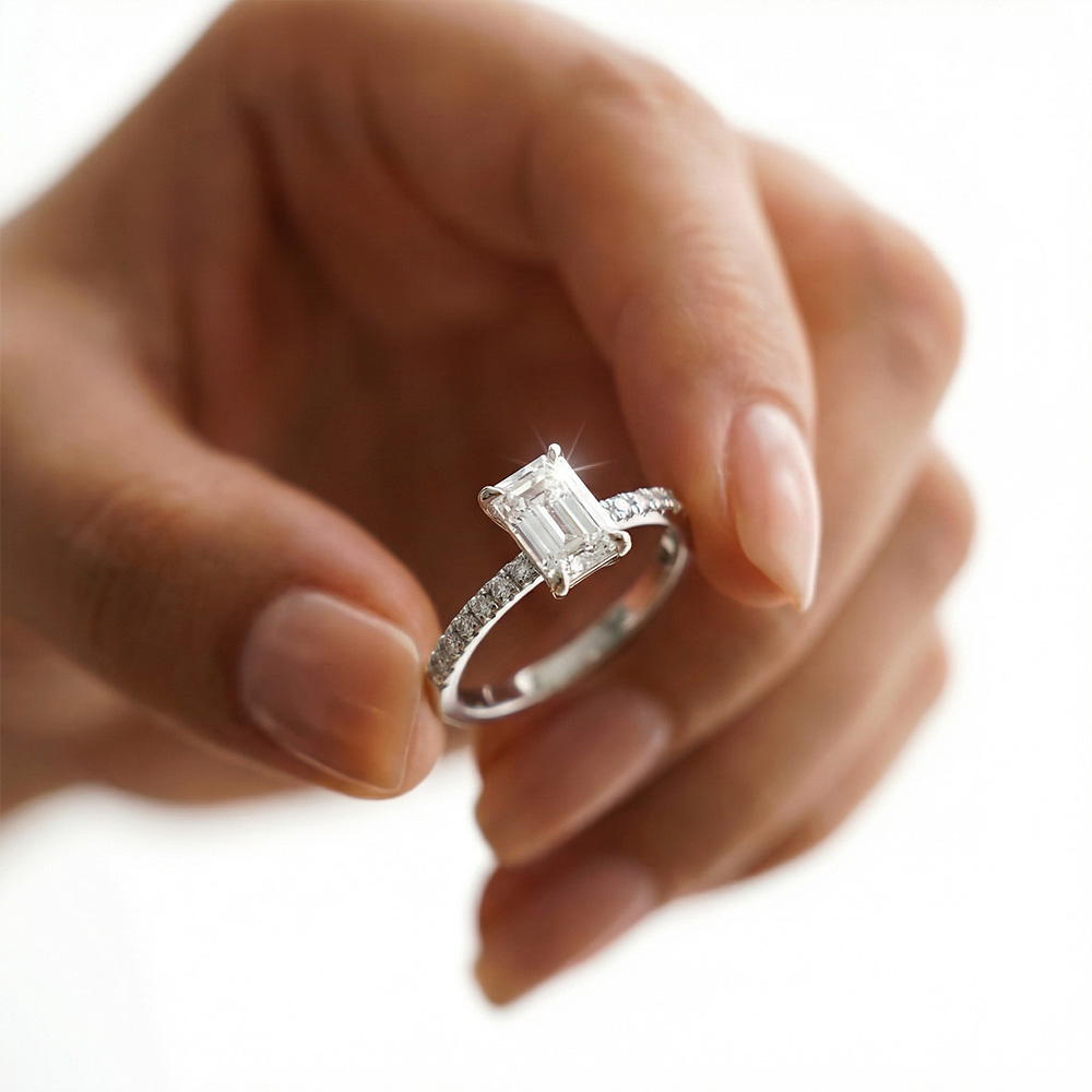 Tektaş Pırlanta Yüzük 1.45 Karat Emerald TekTaş Laboratuvar Pırlanta Yüzük - ARZ3404