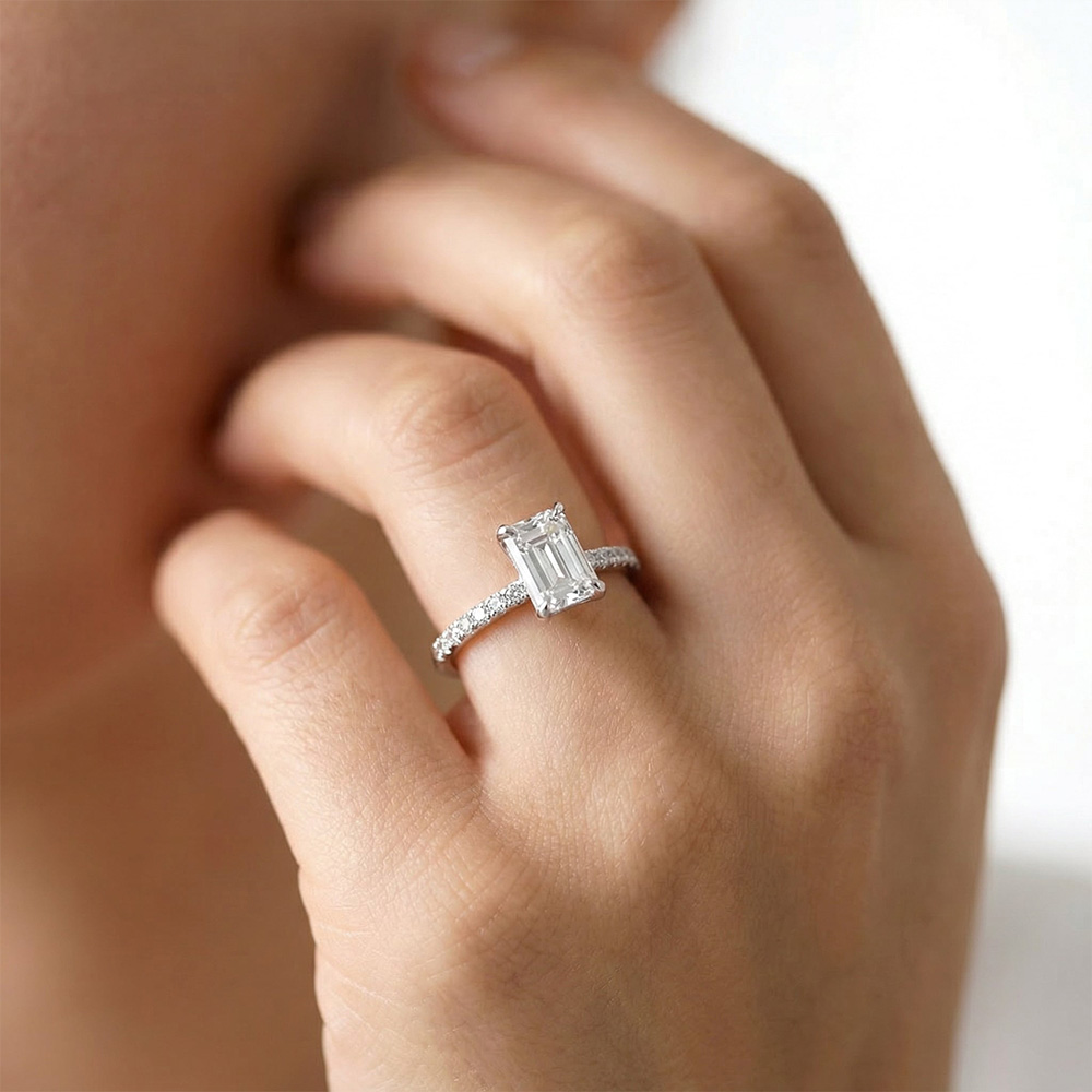 Tektaş Pırlanta Yüzük 1.45 Karat Emerald TekTaş Laboratuvar Pırlanta Yüzük - ARZ3404