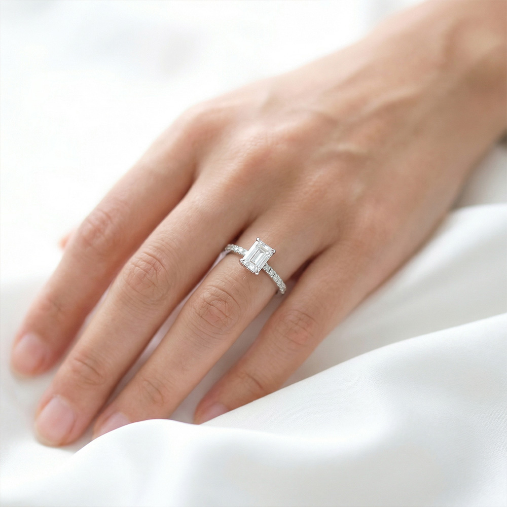 Tektaş Pırlanta Yüzük 1.45 Karat Emerald TekTaş Laboratuvar Pırlanta Yüzük - ARZ3404