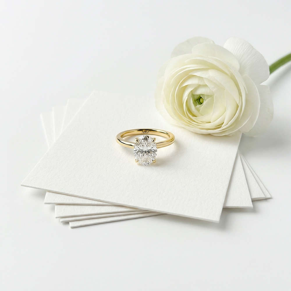 2.06 Karat D Color Vs1 Berraklık Oval Lab Grown Pırlanta Yüzük - ARZ3410