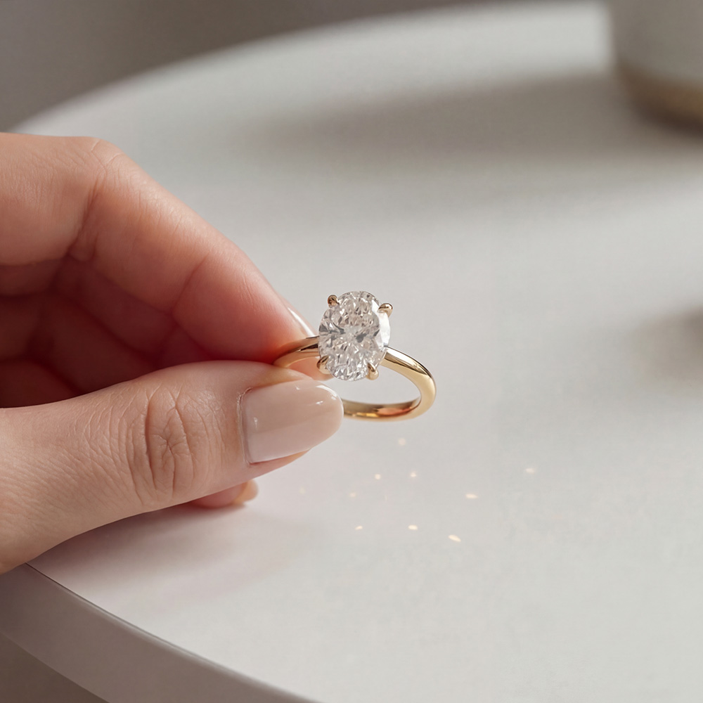 2.06 Karat D Color Vs1 Berraklık Oval Lab Grown Pırlanta Yüzük - ARZ3410